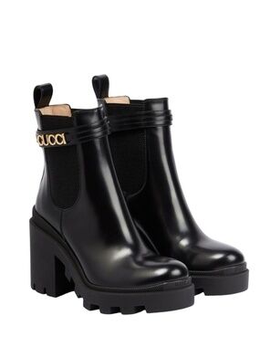 GUCCI Women's Black Leather Magnum Chelsea Ankle Boots Size 7 (US) NIB 730064